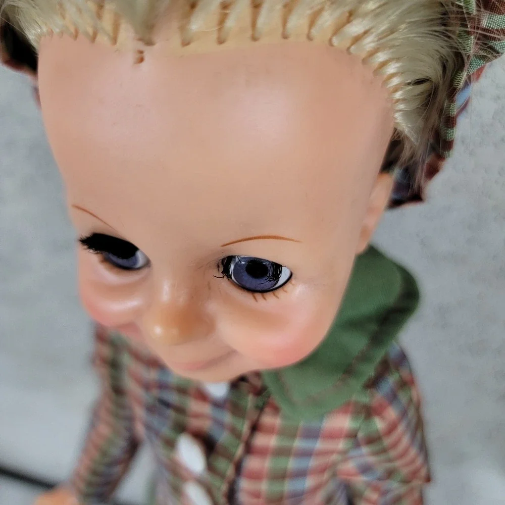 Vintage Ideal Velvet  Doll‎ PLAID HAT Skirt Dress Sears? Aftermarket Homemade?